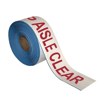 Superior Mark Floor Marking Message Tape, 4in x 100Ft , KEEP AISLE CLEAR IN-40-748I